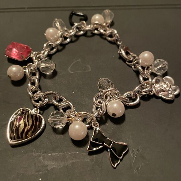 Silvertone Charm Bracelet-Ladies - Picture 1 of 2